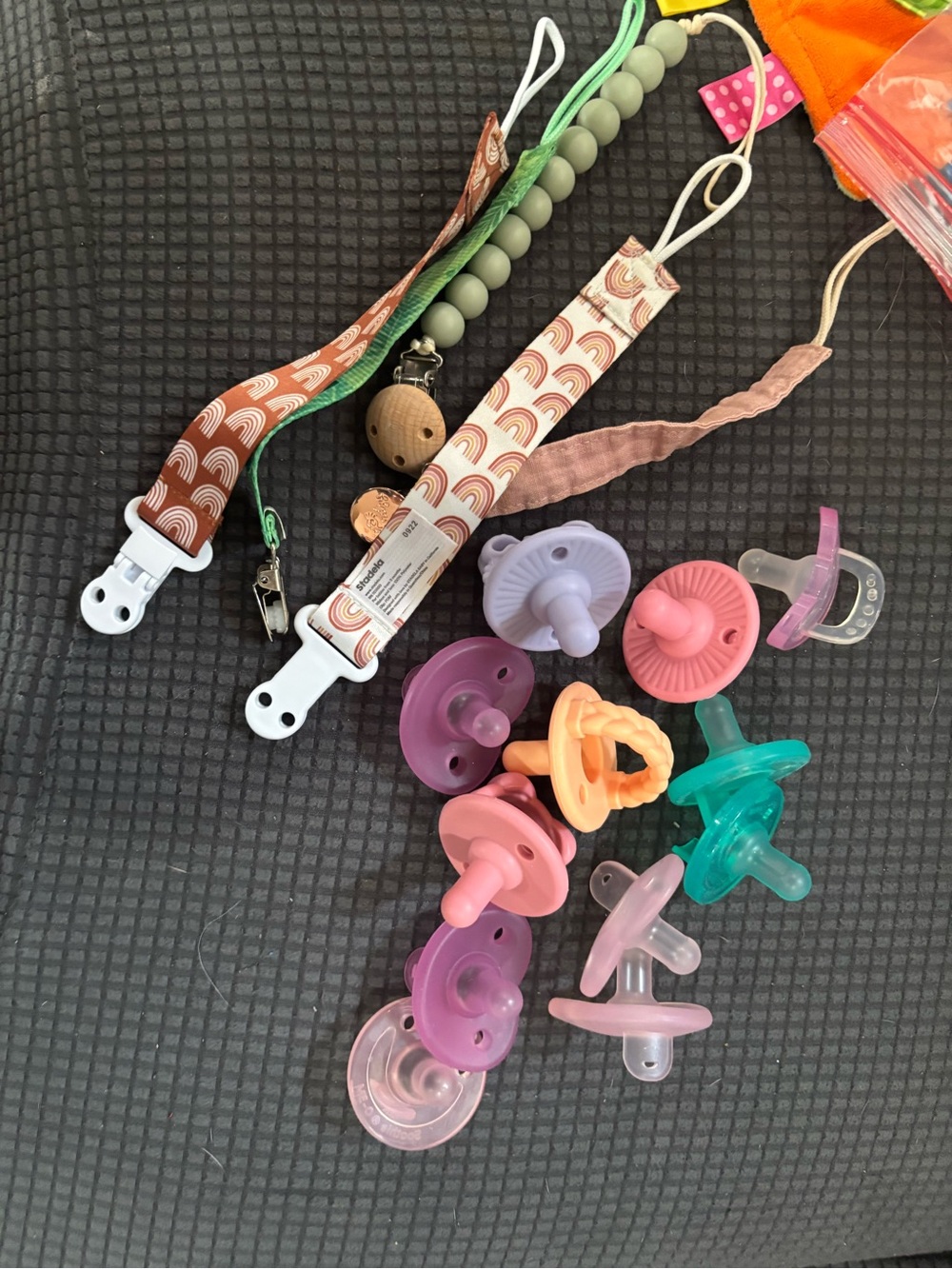 Varley Silicone Pacifier & Clip Set - Pink, Purple, Teal, Peach, Green